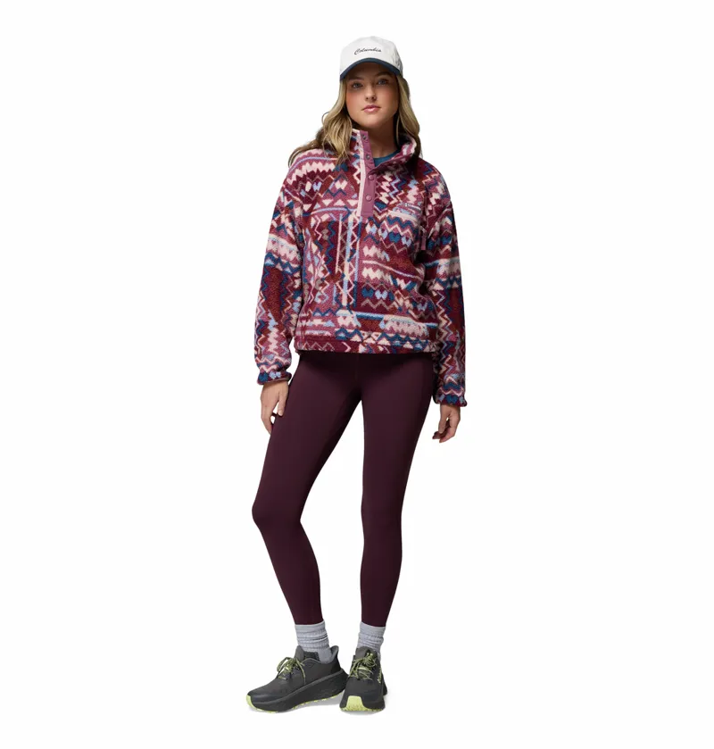 Columbia Women's Helvetia II Cropped Sherpa Half Snap Printed Fleece - Antique Mauve Geomix-4