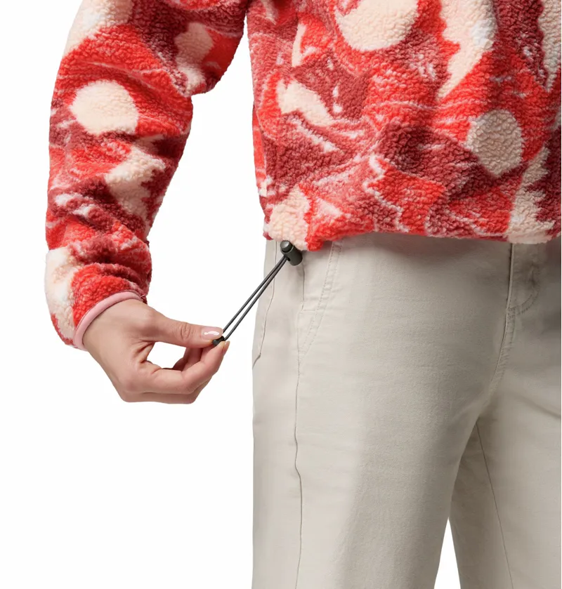 Columbia Women's Helvetia II Cropped Sherpa Half Snap Printed Fleece - Poppy Red/Sunscape-4