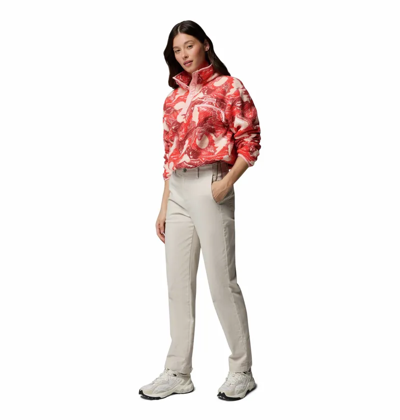 Columbia Women's Helvetia II Cropped Sherpa Half Snap Printed Fleece - Poppy Red/Sunscape-3