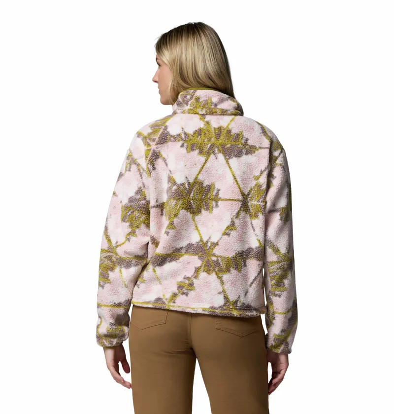 Columbia Women's Helvetia II Cropped Sherpa Half Snap Printed Fleece - Pink Agate/Florascope-2
