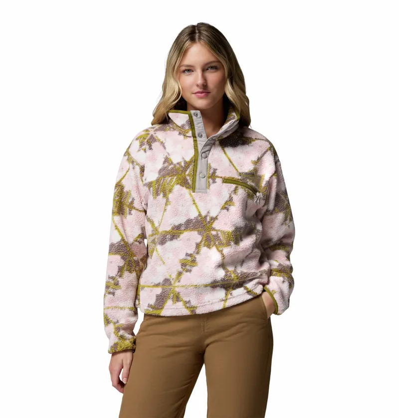 Columbia Women's Helvetia II Cropped Sherpa Half Snap Printed Fleece - Pink Agate/Florascope