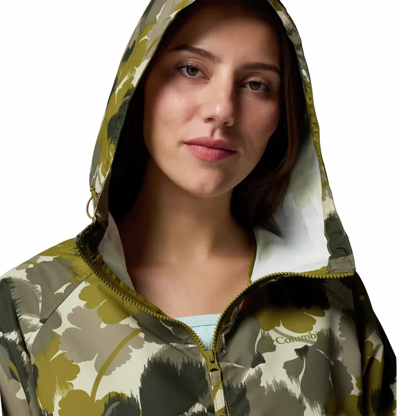 Columbia Women's Spire Valley Printed Hooded Windbreaker - Mossy Green Ikatbloom Print/Mossy Green-7