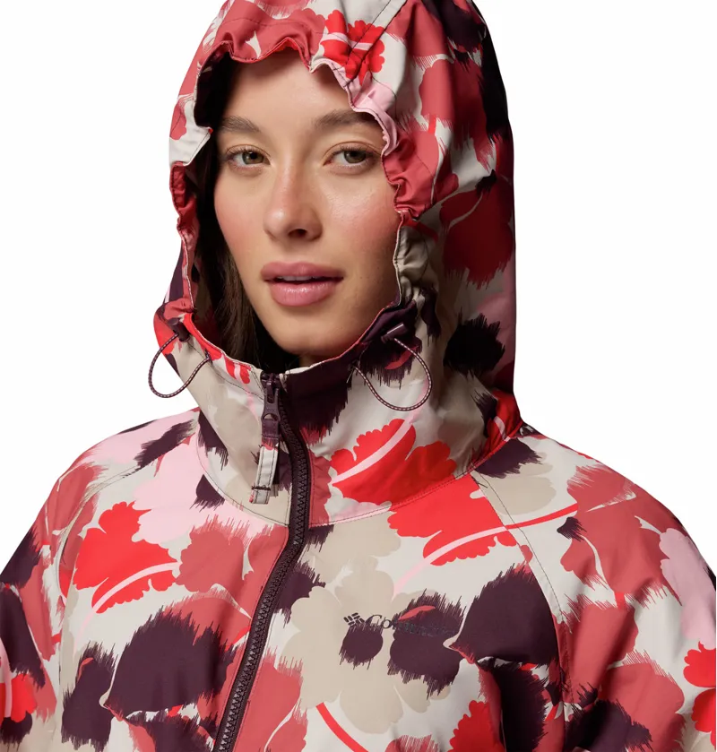 Columbia Women's Spire Valley Printed Hooded Windbreaker - Washed Red Ikatbloom Print/Moonvista-3