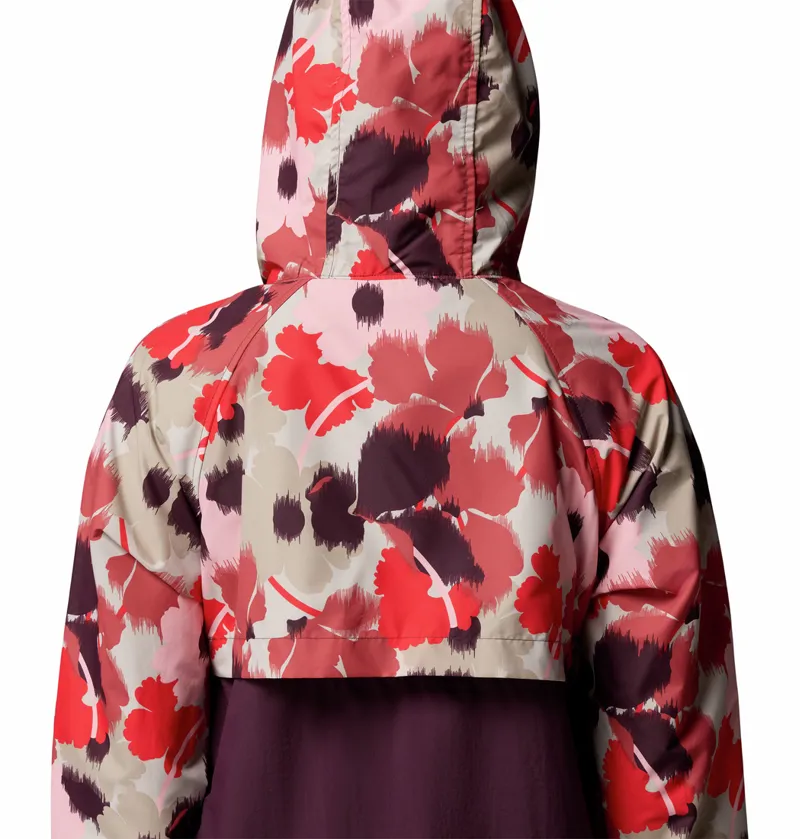Columbia Women's Spire Valley Printed Hooded Windbreaker - Washed Red Ikatbloom Print/Moonvista-4