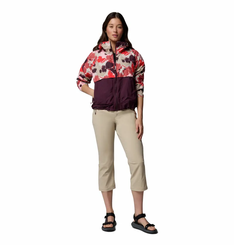 Columbia Women's Spire Valley Printed Hooded Windbreaker - Washed Red Ikatbloom Print/Moonvista-6