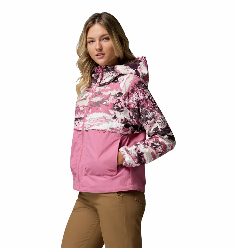 Columbia Women's Spire Valley Printed Hooded Windbreaker - Rosette Fieldaze Print/Rosette-2