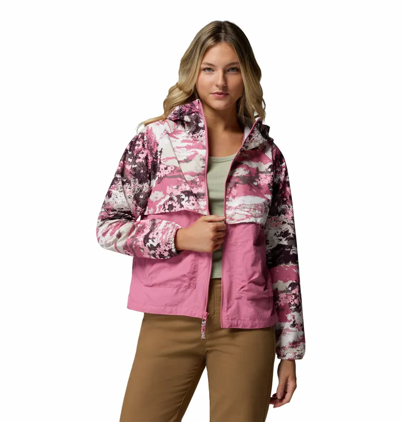 Columbia Women's Spire Valley Printed Hooded Windbreaker - Rosette Fieldaze Print/Rosette-1