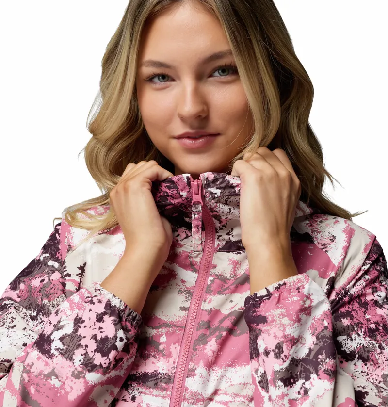 Columbia Women's Spire Valley Printed Hooded Windbreaker - Rosette Fieldaze Print/Rosette-6