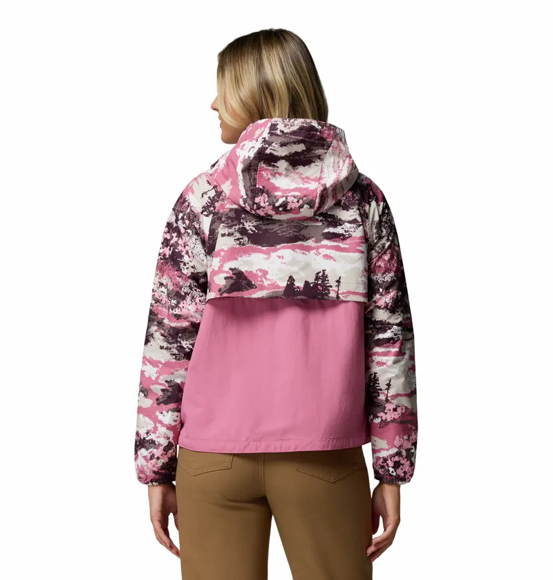 Columbia Women's Spire Valley Printed Hooded Windbreaker - Rosette Fieldaze Print/Rosette-3