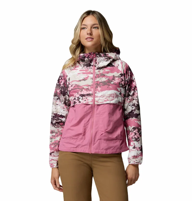 Columbia Women's Spire Valley Printed Hooded Windbreaker - Rosette Fieldaze Print/Rosette