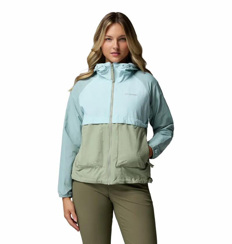 Columbia Women's Women's Spire Valley Hooded Windbreaker - Safari/Marine Light/Crushed Blue