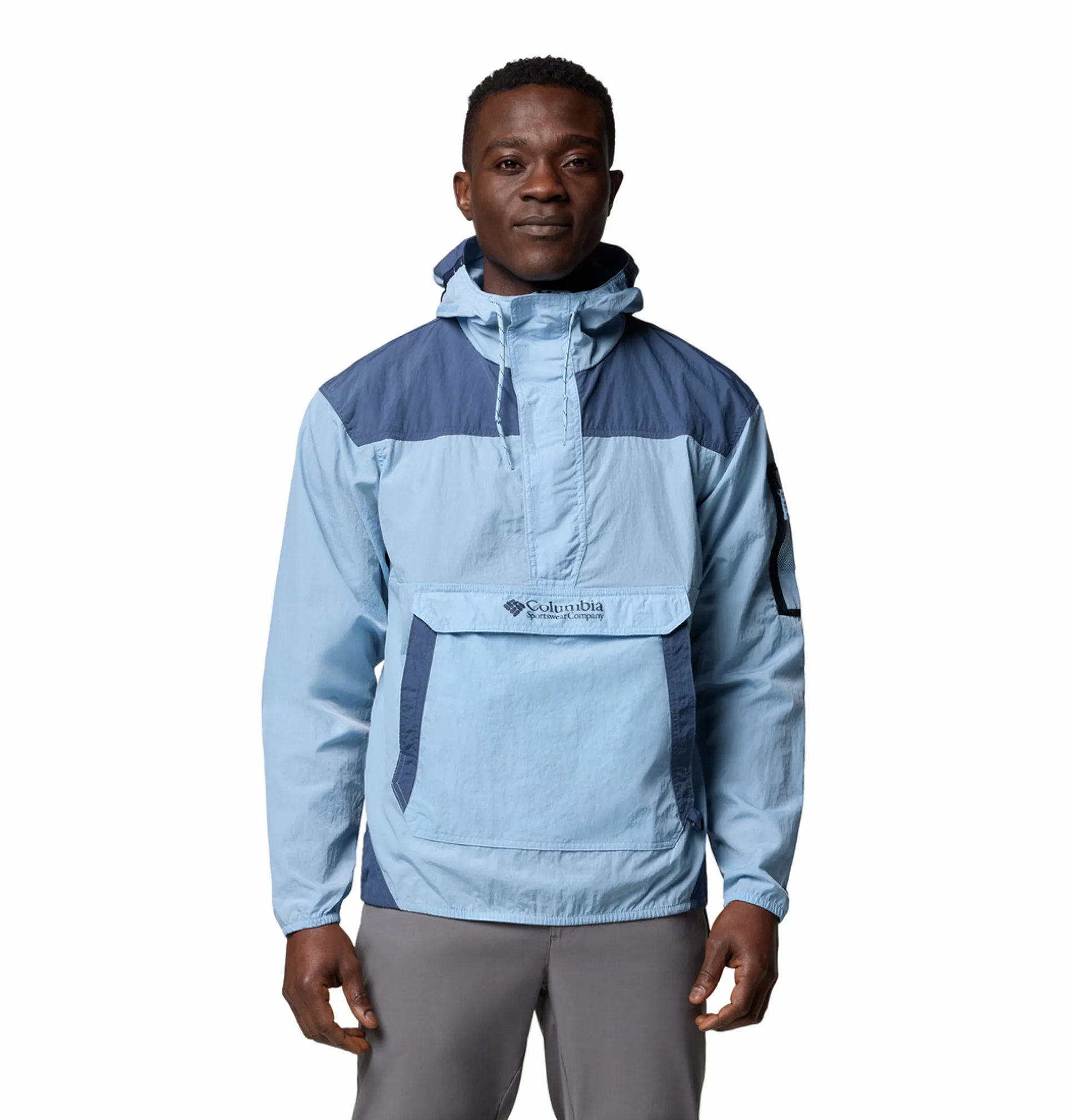 Columbia Men's Challenger Windbreaker Anorak Ripple Blue/Dark Mountain