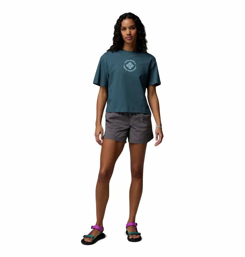 Columbia Women's Rolling Bend Graphic Relaxed Crop T-Shirt - Everblue/Gem Focused-2