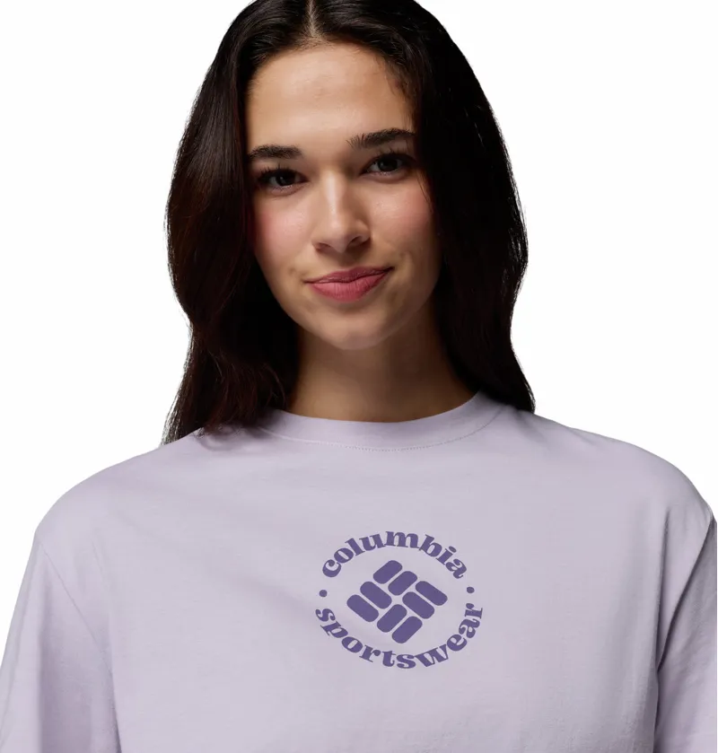 Columbia Women's Rolling Bend Graphic Relaxed Crop T-Shirt - Lavender Pearl/Gem Focused-3