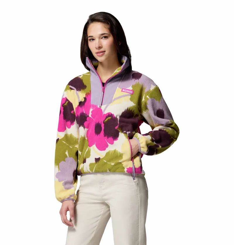 Columbia Women's Sequoia Grove Printed Half Zip Fleece - Fuchsia/Ikatbloom-1