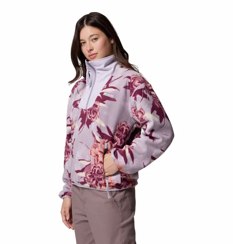 Columbia Women's Sequoia Grove Printed Half Zip Fleece - Shale Purple Blossoming-1