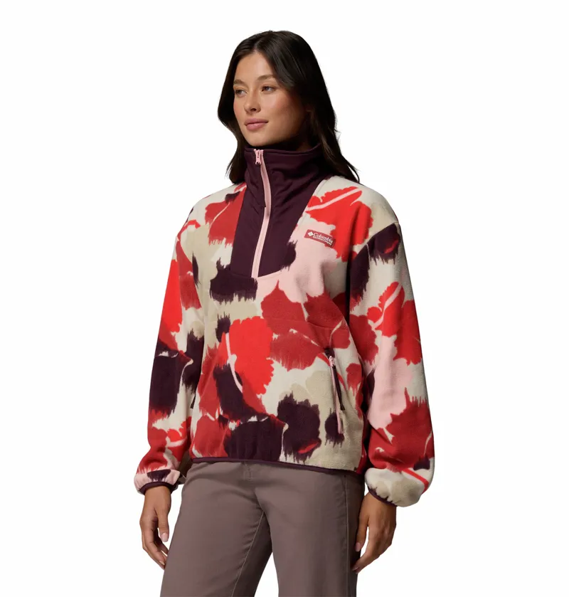 Columbia Women's Sequoia Grove Printed Half Zip Fleece - Washed Red/Ikatbloom