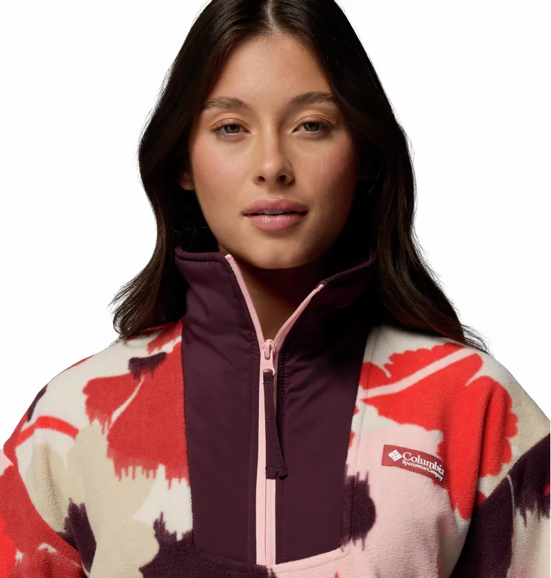 Columbia Women's Sequoia Grove Printed Half Zip Fleece - Washed Red/Ikatbloom-5