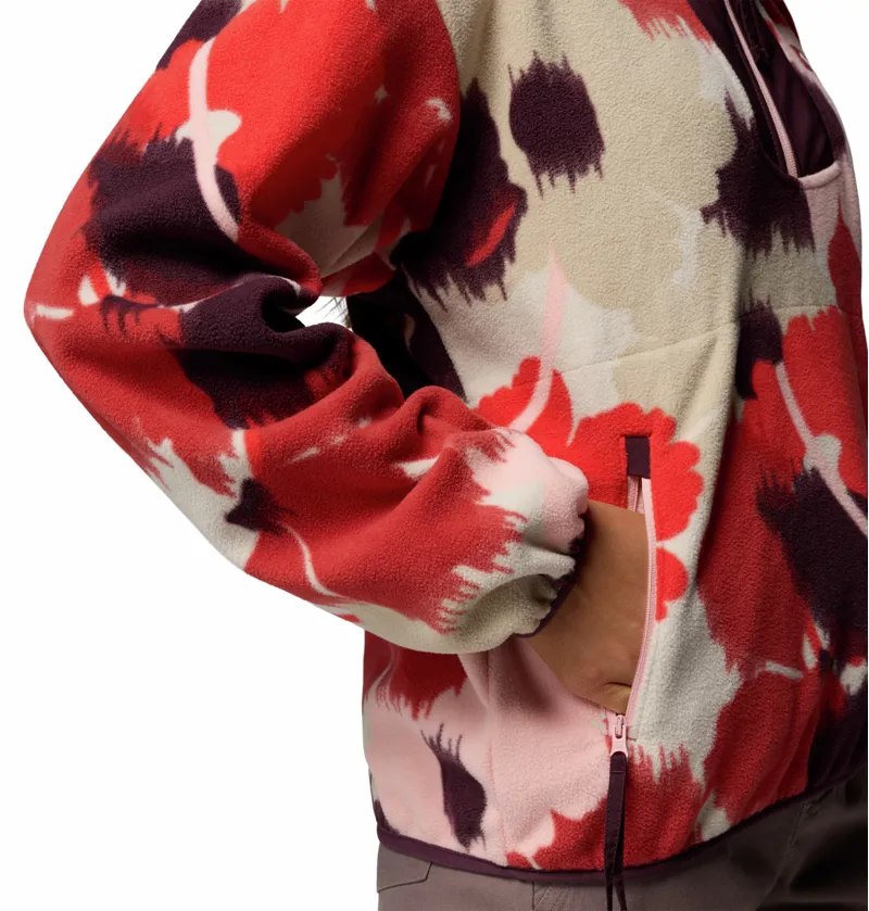 Columbia Women's Sequoia Grove Printed Half Zip Fleece - Washed Red/Ikatbloom-3