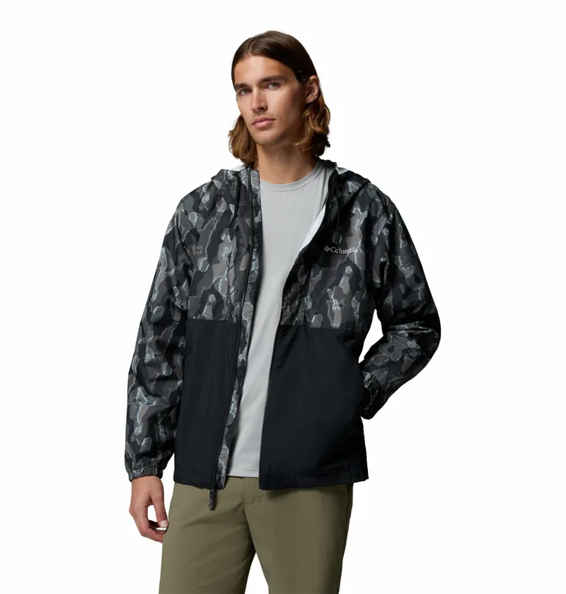 Columbia Men's Spire Valley Hooded Windbreaker -  Black Treebark/Black-1