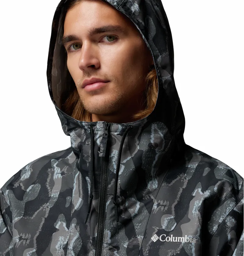 Columbia Men's Spire Valley Hooded Windbreaker -  Black Treebark/Black-4