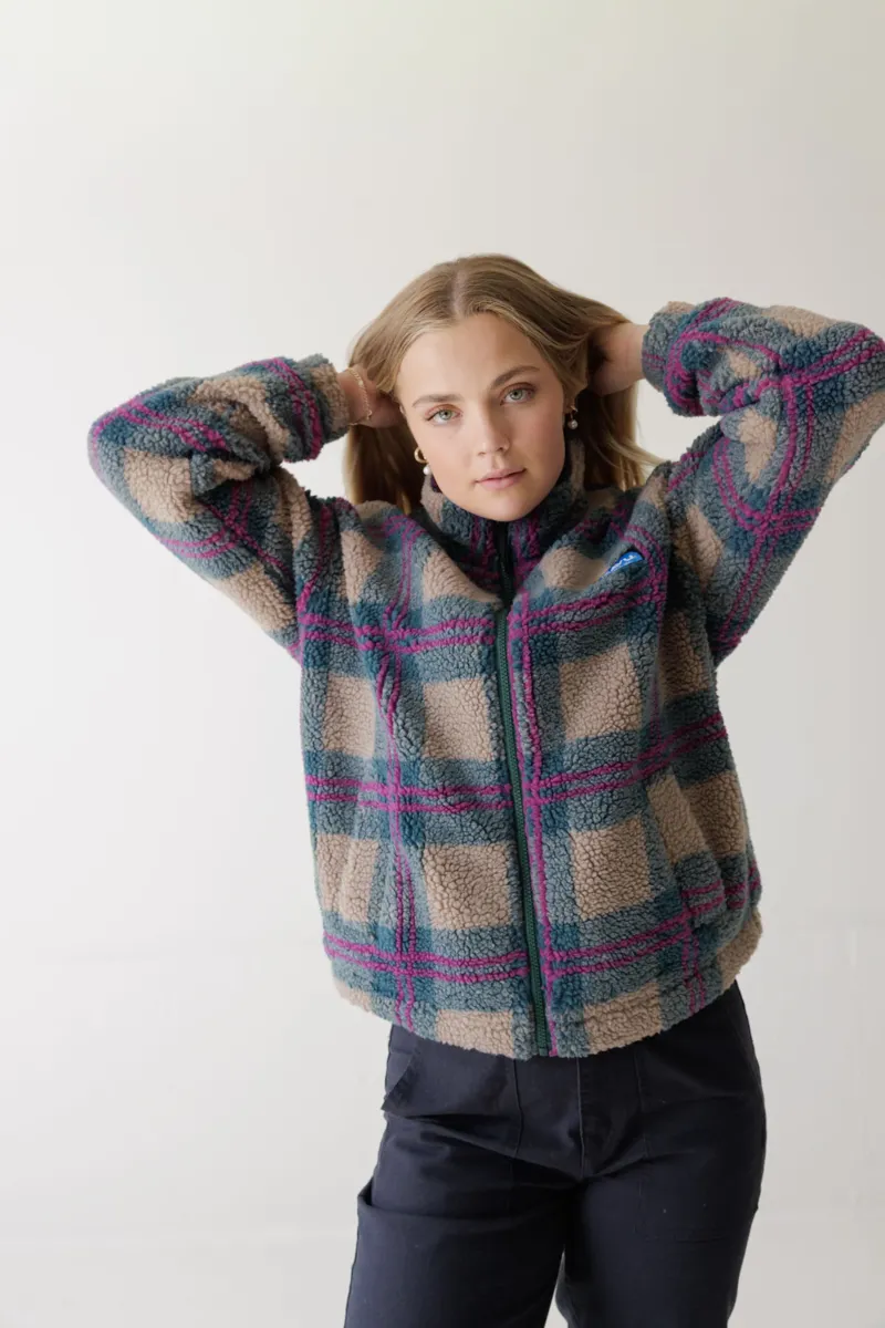 Kavu Women's Loven Full Zip Sherpa Fleece - Party Plaid-2