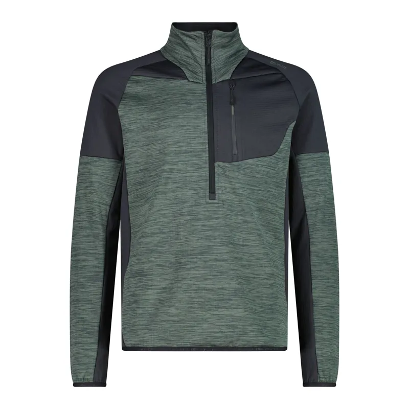CMP Men's Melange Grid Tech fleece Half Zip - Musk/Miel