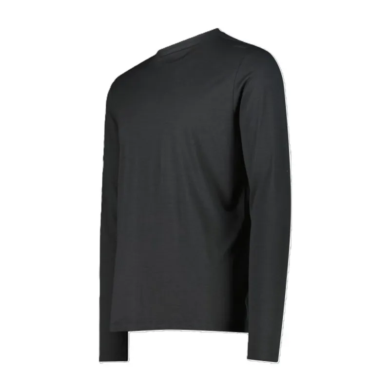 CMP Men's Long Sleeve Merino Blend Base Layer - Solid Black-2
