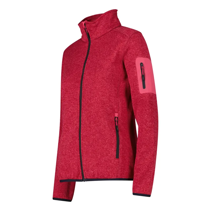 CMP Women's mèlange Knit-Tech heavy fleece - Carminio/Darker-2