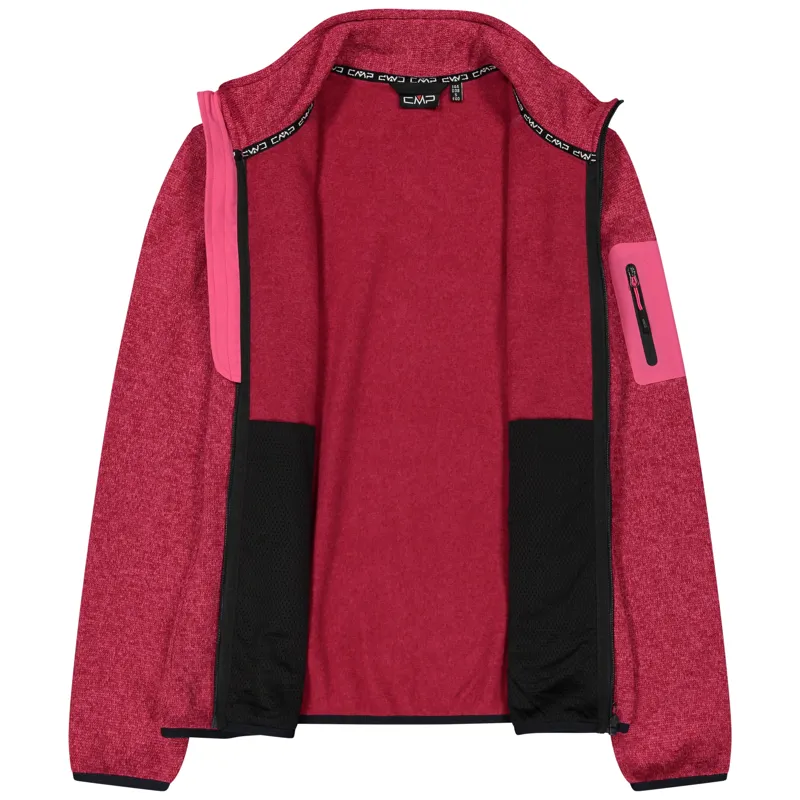 CMP Women's mèlange Knit-Tech heavy fleece - Carminio/Darker-3