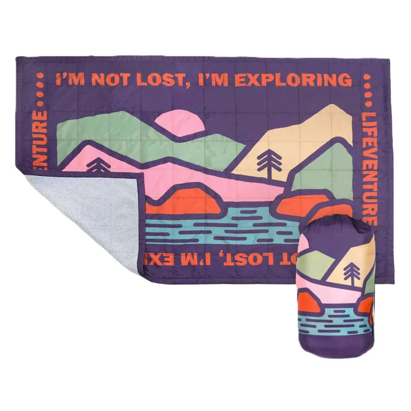 Lifeventure Sundown Berber Fleece Lined Blanket - Mountain Print
