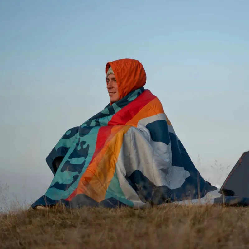 Lifeventure Sundown Berber Fleece Lined Blanket - Retro Print-2
