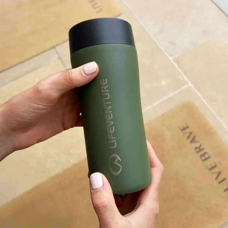 Lifeventure One-Touch Thermal Mug 330ml - Khaki-2