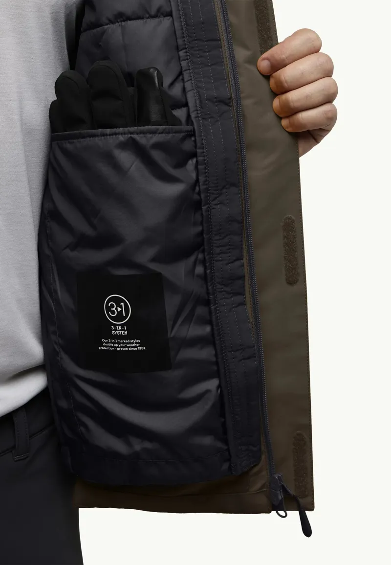 Jack Wolfskin Men's Jasper 3 in1 Waterproof Jacket - Cold Coffee-9