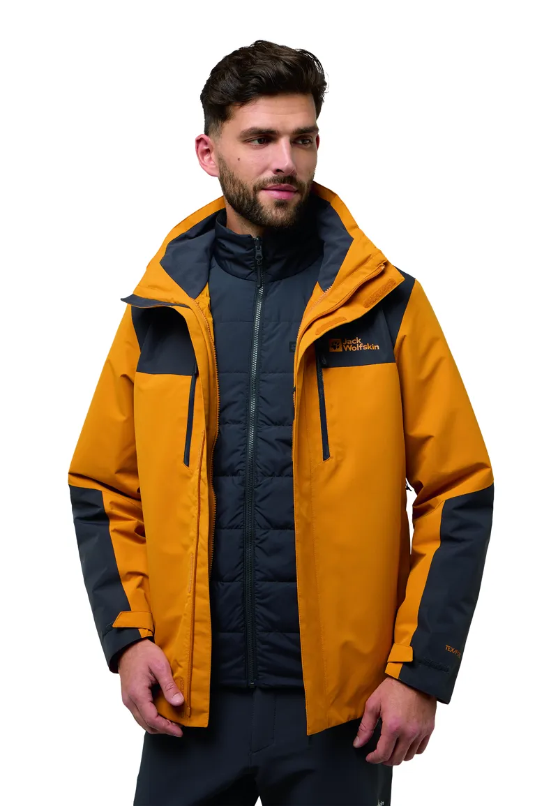 Jack Wolfskin Men's Jasper 3 in1 Waterproof Jacket - Safflower-5