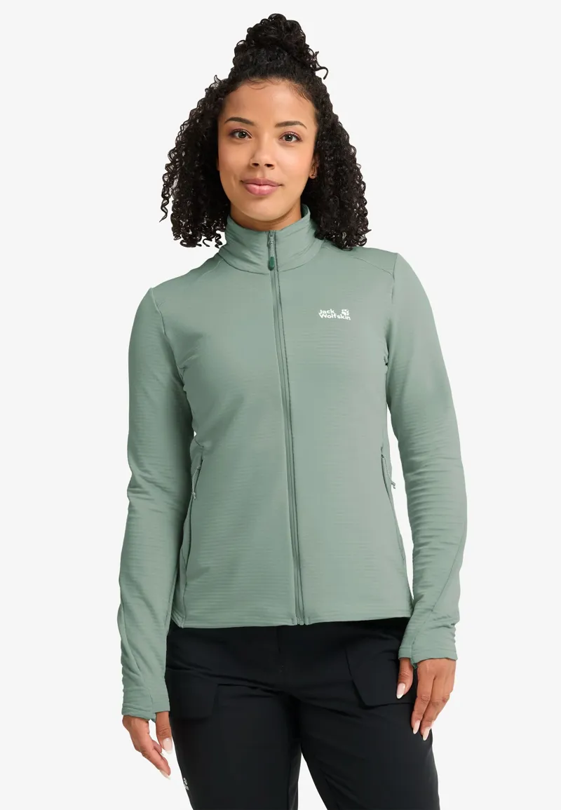 Jack Wolfskin Women's Litestride Full Zip Fleece - Green Zinnia-2