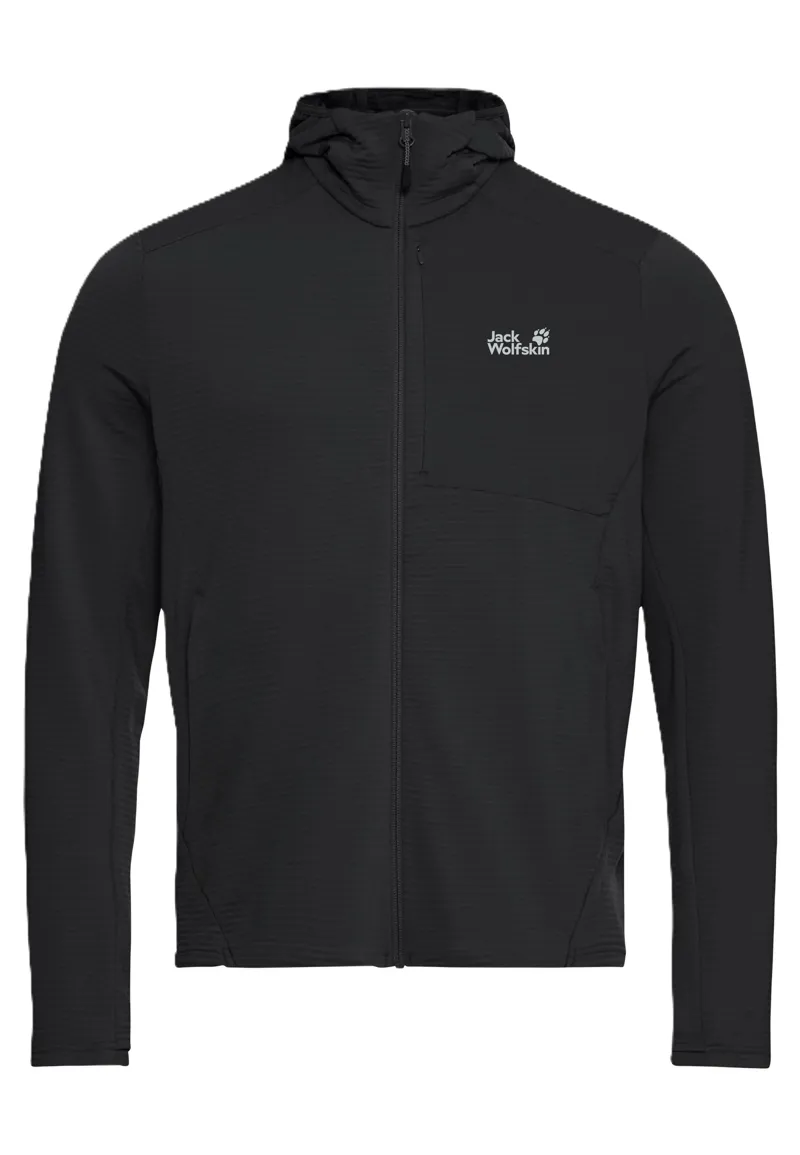 Jack Wolfskin Men's Litestride Hooded Full Zip Fleece - Black