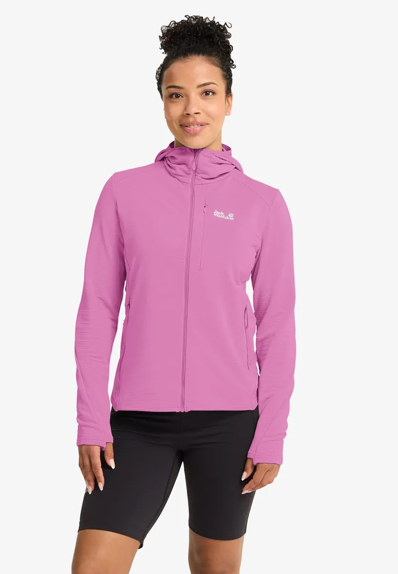 Jack Wolfskin Women's Litestride Hooded Full Zip Fleece - Foxglove-2
