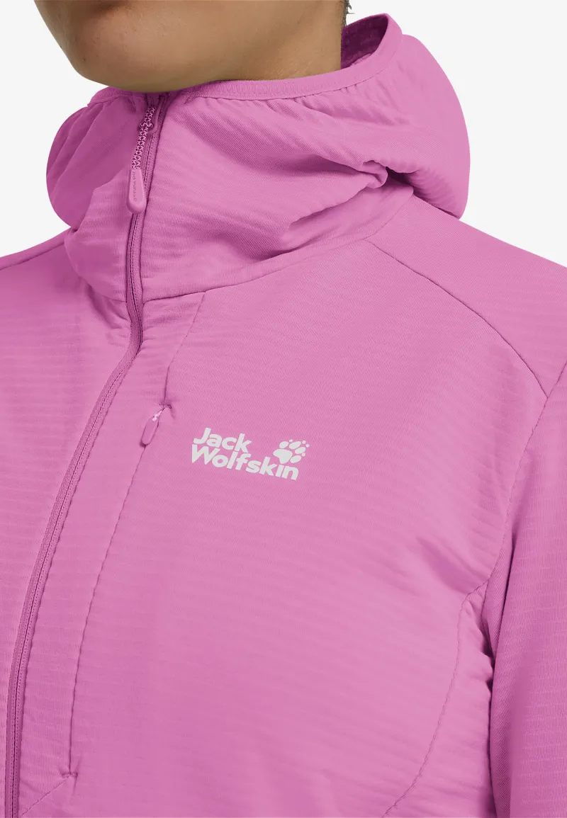 Jack Wolfskin Women's Litestride Hooded Full Zip Fleece - Foxglove-4