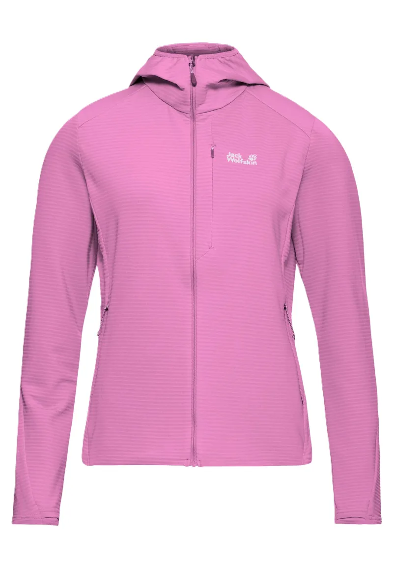 Jack Wolfskin Women's Litestride Hooded Full Zip Fleece - Foxglove
