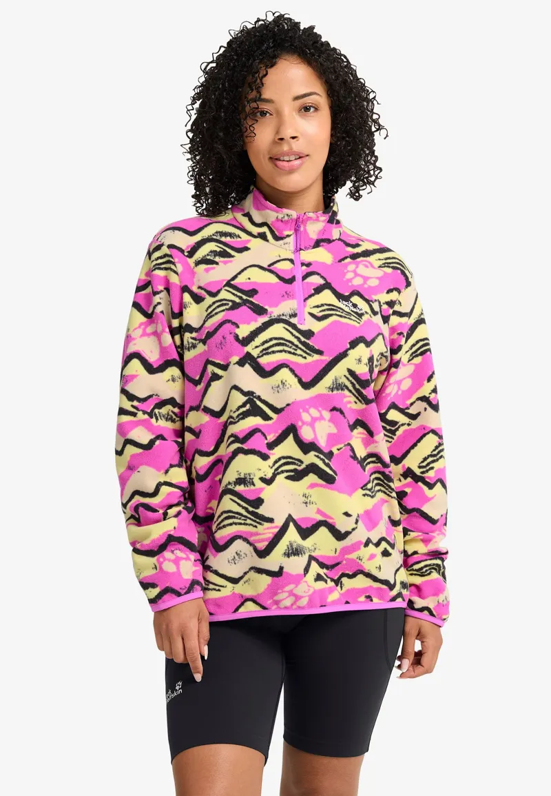 Jack Wolfskin Women's Paw Era 100 Half Zip Fleece Pullover - Foxglove-3