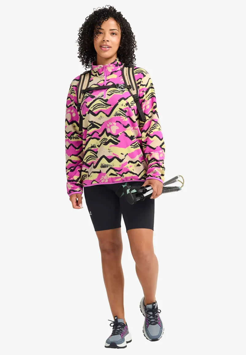 Jack Wolfskin Women's Paw Era 100 Half Zip Fleece Pullover - Foxglove-5