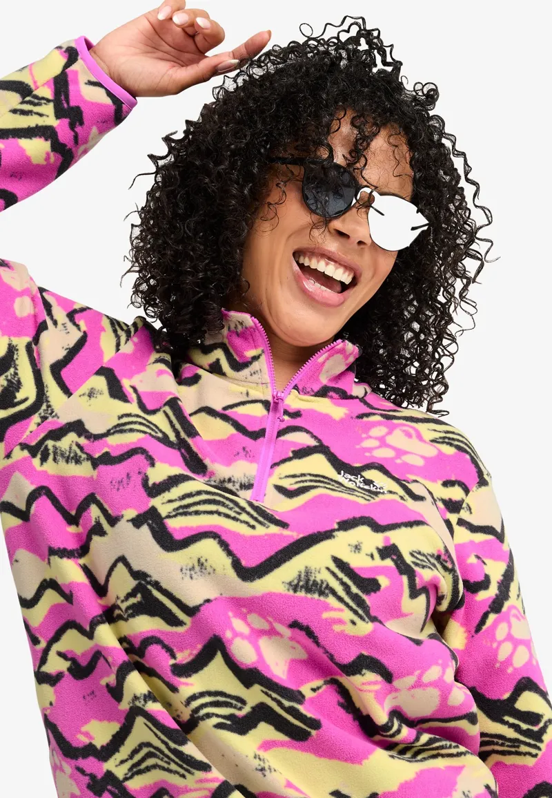 Jack Wolfskin Women's Paw Era 100 Half Zip Fleece Pullover - Foxglove-6