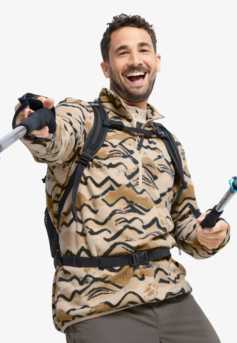 Jack Wolfskin Men's Paw Era 100 Half Zip Fleece Pullover - Oyster-4