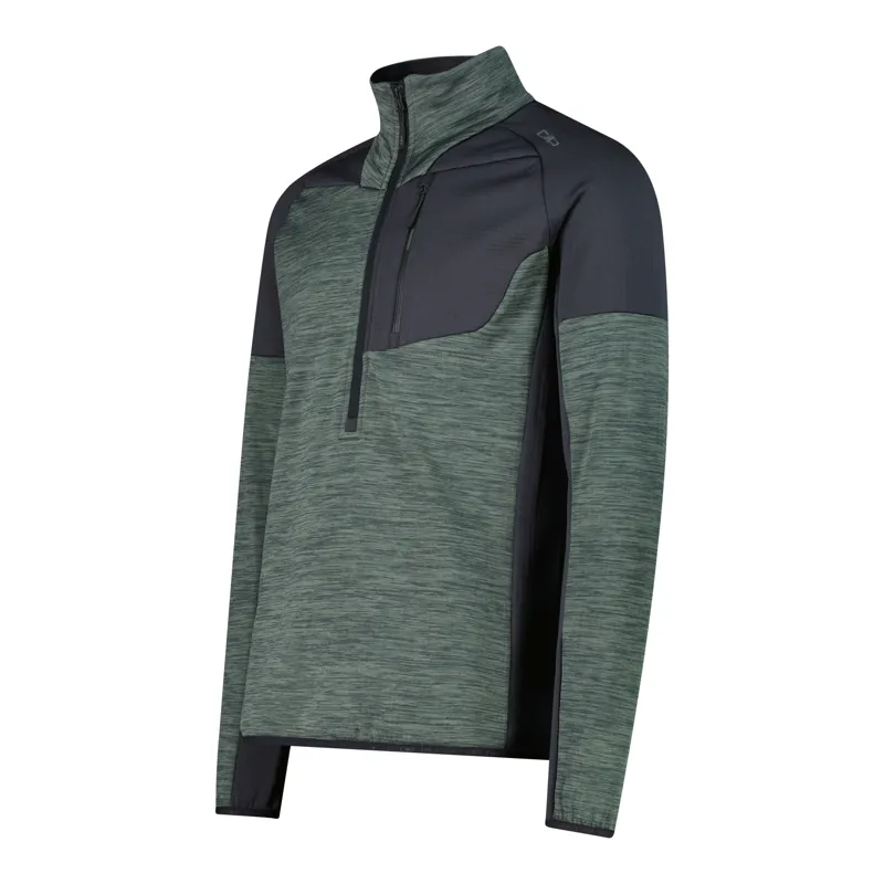 CMP Men's Melange Grid Tech fleece Half Zip - Musk/Miel-2