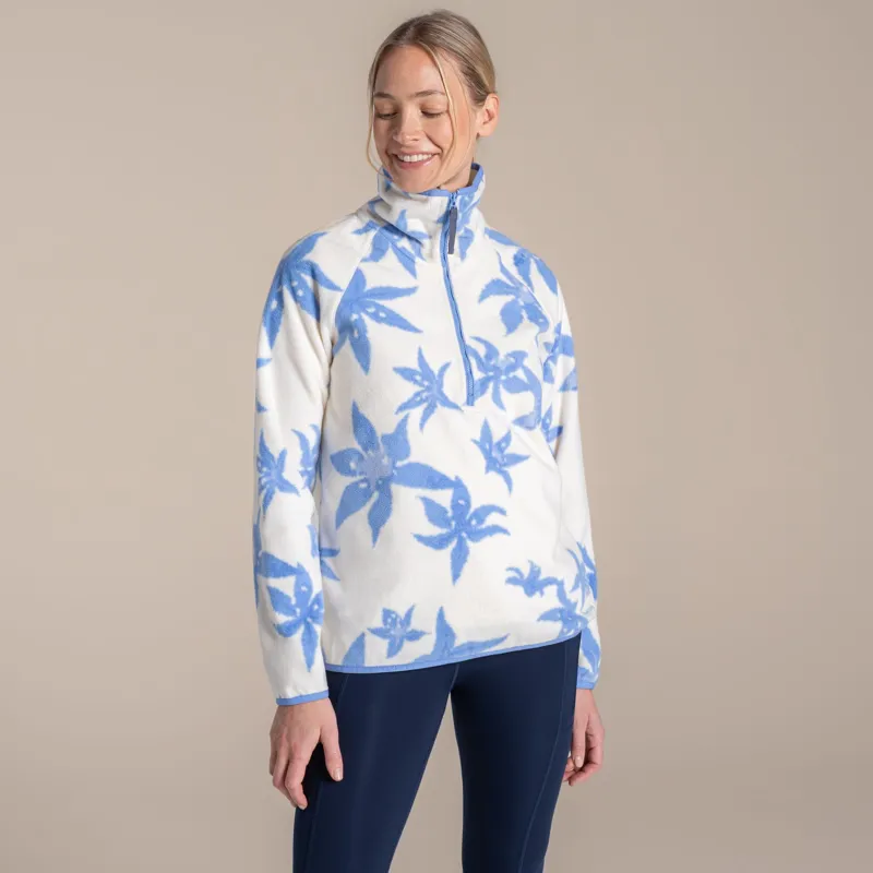 Craghoppers Women's National Trust Reedmace Half Zip Fleece - Vinca Blue Print-1