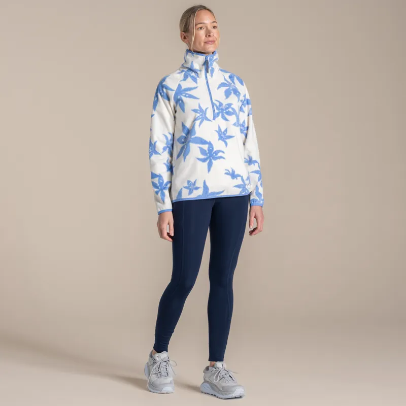 Craghoppers Women's National Trust Reedmace Half Zip Fleece - Vinca Blue Print-3