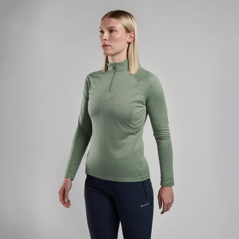 Montane Women's Dart Zip Neck T-Shirt - Pale Sage-1