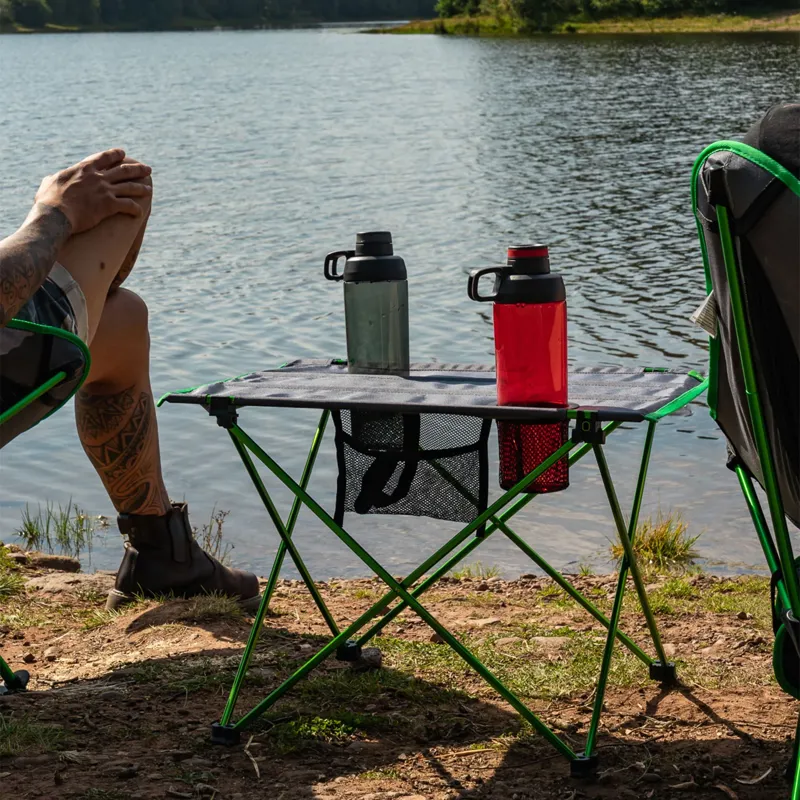 Highlander Ayr Folding Camping Table - Grey/Green-6