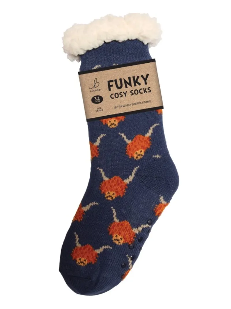 Bartleby Women's Sherpa Fleece Socks - Highland Cow